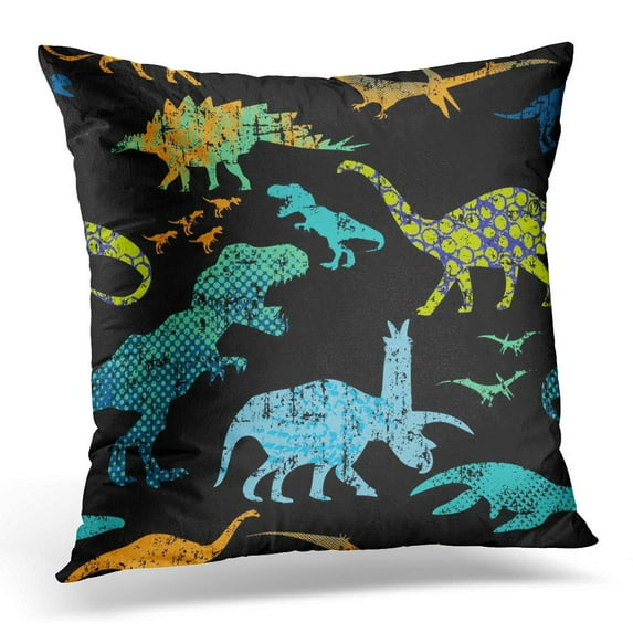 ECCOT Kids Dino Pattern for Textiles Original Design with Rex Dinosaur Grunge for Boys Shark Pillowcase Pillow Cover Cushion Case 16x16 inch