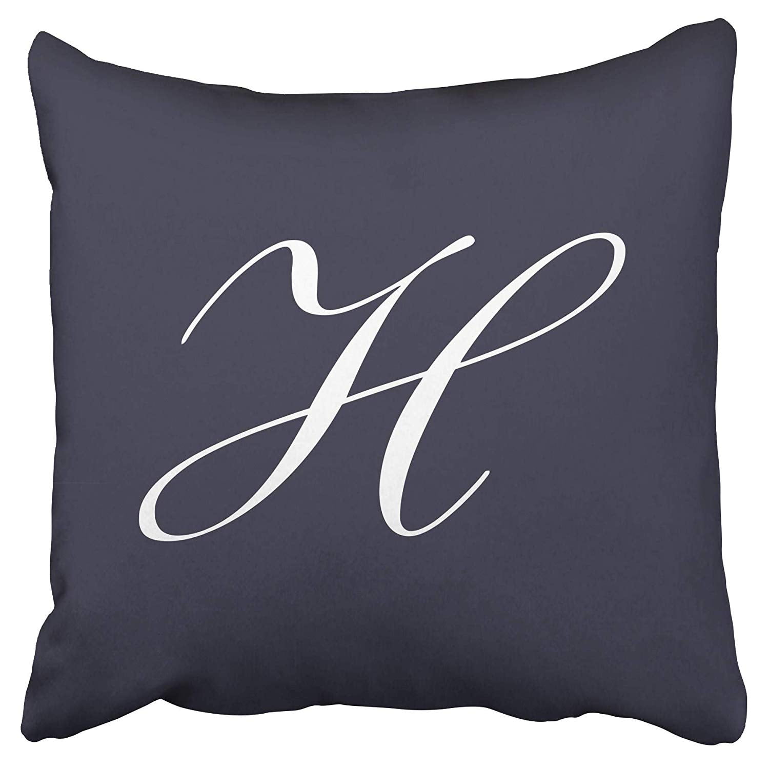 ECCOT Letter H Blue Monogram Pillow Case Pillow Cover 16x16 inch