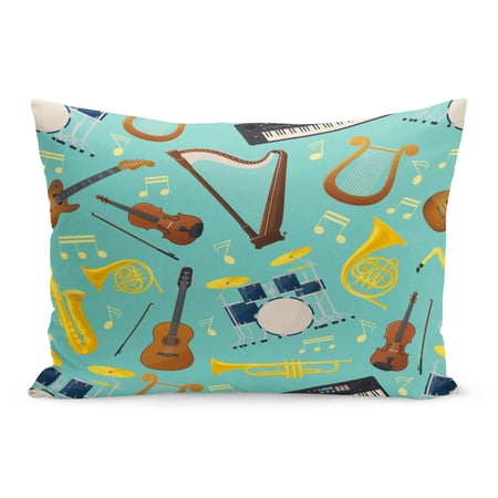 ECCOT Made of Different Music Instruments for Sound Audio Trumpet Pillowcase Pillow Cover Cushion Case 20x30 inch