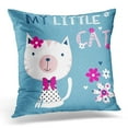 thumbnail image 1 of ECCOT Pink Childish Cute Little Cat with Flowers Design Adorable Pillowcase Pillow Cover Cushion Case 18x18 inch, 1 of 1
