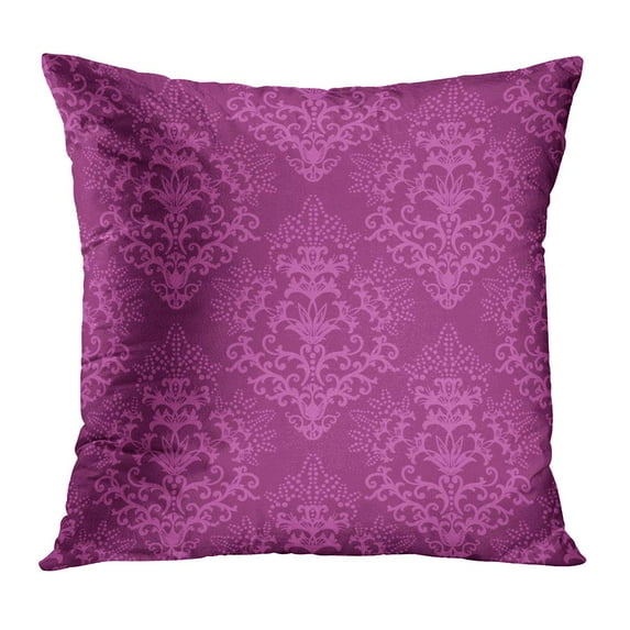 ECCOT Pink Damask Fuchsia Purple Floral Pattern Fushia Silk Gorgeous Classic Pillow Case Pillow Cover 18x18 inch