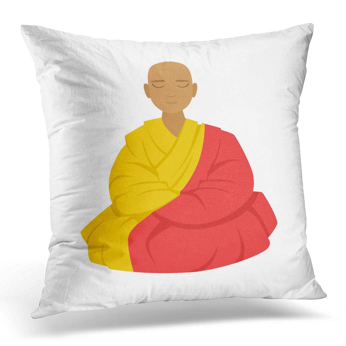 ECCOT Red Pose Tibetan Monk in Robe Buddhist Lotus Position Colorful