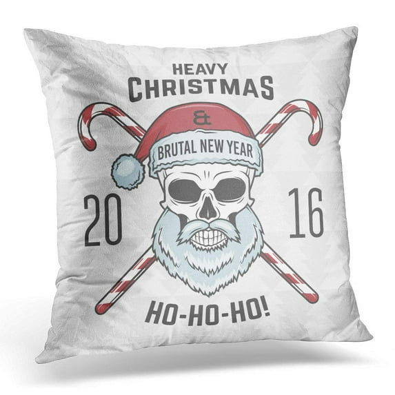 ECCOT Skull Bad Santa Claus Biker with Candies Heavy Metal Christmas Portrait Rock and Roll 2016 New Year Merry Pillowcase Pillow Cover Cushion Case 20x20 inch