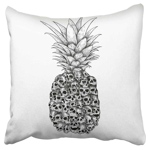ECCOT Skull Pineapple Black and White Accent Pillow Case Pillow Cover 20x20 inch