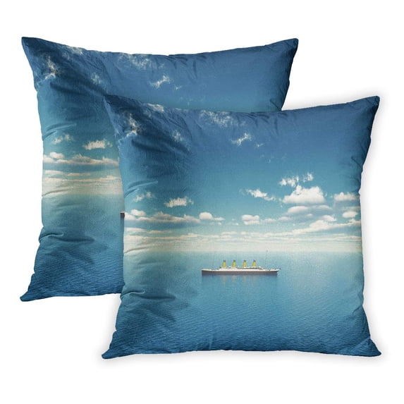 ECCOT Titanic Ocean Liner Computer Generated 3D Ship Sea Cruise Maritime Atlantic PillowCase Pillow Cover 18x18 inch Set of 2