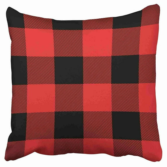 ECCOT Vintage Retro Rustic Red and Black Buffalo Check Plaid Pillow Case Pillow Cover 20x20 inch