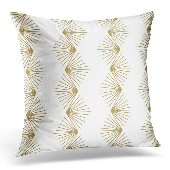 ECCOT White Abstract Japanese Pattern Geometric Gold Pillowcase Pillow Cover Cushion Case 20x20 inch