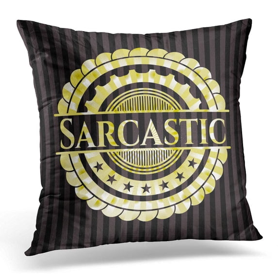ECCOT White Agreement Sarcastic Golden Emblem Badge Attention Pillowcase Pillow Cover Cushion Case 16x16 inch
