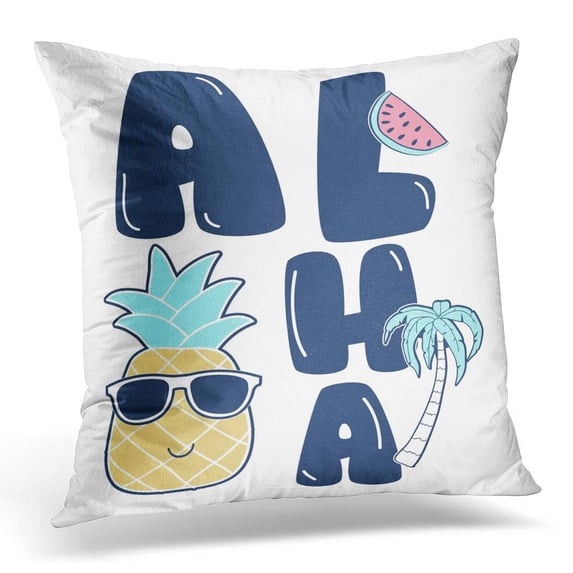 ECCOT White Baby Aloha Slogan and Badges Beach Pillowcase Pillow Cover Cushion Case 16x16 inch