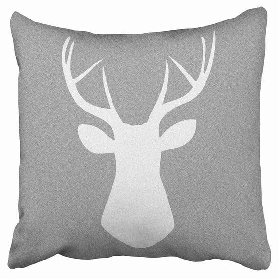 ECCOT Woodland Elk Deer Head Gray and White Pillow Case Pillow Cover 16x16 inch