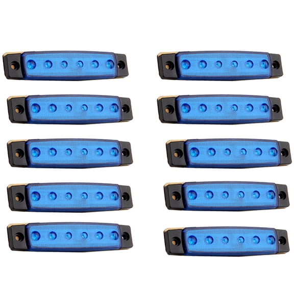 ECCPP 10 Pcs 3/8" 6 LED Truck Bus Boat Trailer Side Marker Indicators Light Lamp Blue