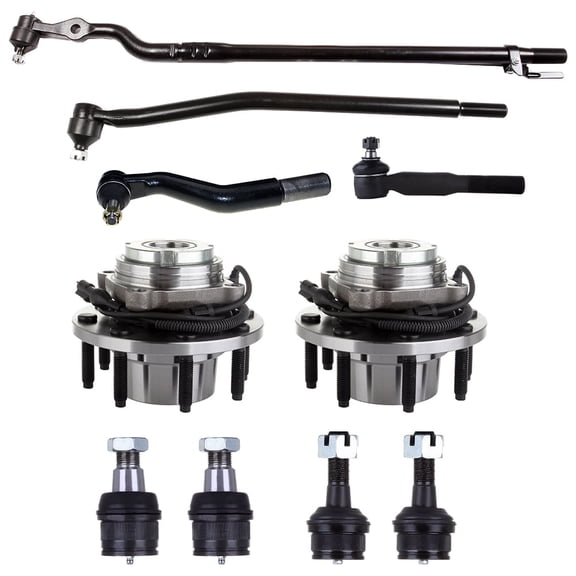ECCPP - 10PCS Front Inner Outer Tie Rod End Lower Upper Ball Joint Wheel Hub Bearing Fit For Ford Excursion For Ford For F-250 Super Duty For Ford For F-350 Super Duty Suspension Kit