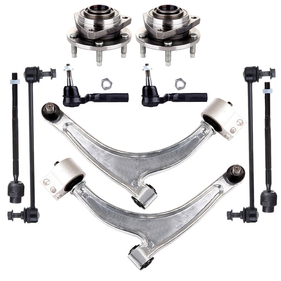 ECCPP - 10PCS Front Lower Control Arm And Ball Joint Inner Outer Tie Rod End Sway Bar Link Wheel Hub Bearing Compatible Fit 2004-2007 For Chevy For Malibu 2005-2007 For Pontiac G6 Suspension Kit