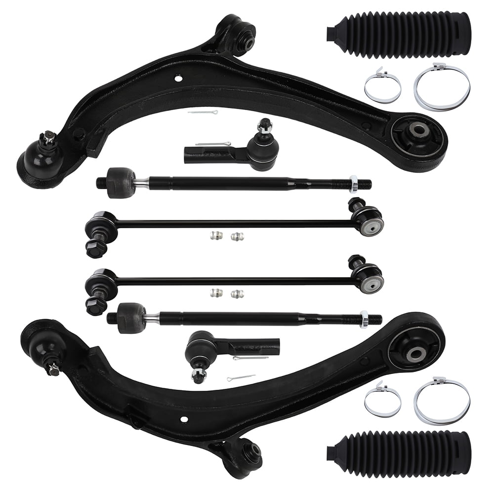 ECCPP - 10PCS Front Lower Control Arm w/Ball Joint Inner Outer Tie Rod End Sway Bar Link Steering Boot Compatible Fit 2011-2017 For Honda Odyssey Suspension Kit