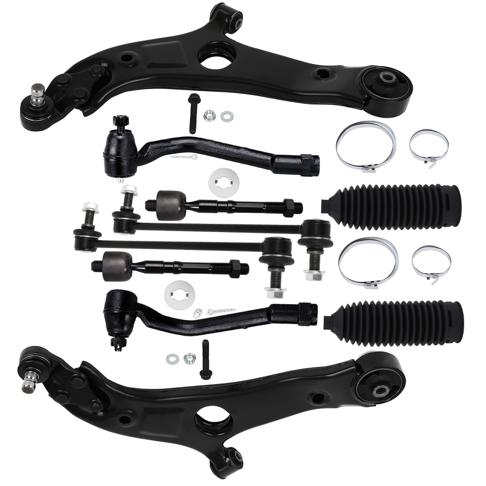 ECCPP - 10PCS Front Lower Control Arm w/Ball Joint Sway Bar Link Inner Outer Tie Rod w/Boot Compatible Fit 2012-2014 For Hyundai Azera Sonata 2011-2016 For Kia Optima Cadenza Suspension Kit