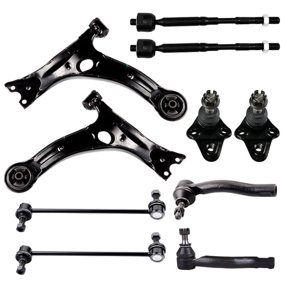 ECCPP 10PCS Front Suspension Kit for 2003-2008 for Toyota Corolla Lower Control Arm Sway Bar End Link Outer/Inner Tie Rod End Control Arm and Ball Joint Assembly