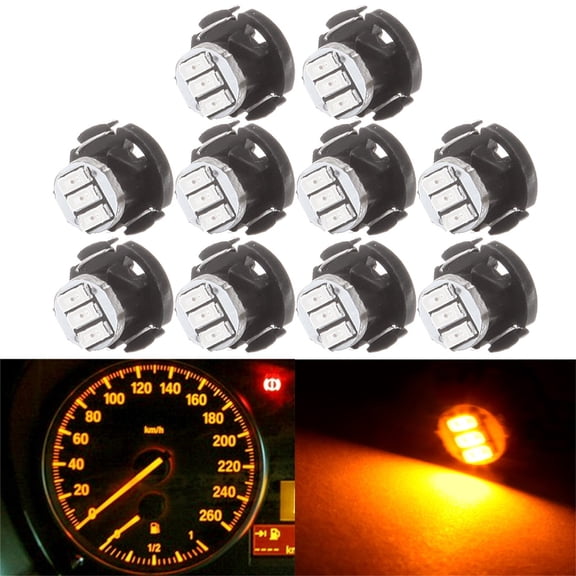 ECCPP 10Pcs Warm White 10mm T4.2 Neo Wedge LED Bulbs Instrument Panel Gauge Cluster Indicator A/C Lights