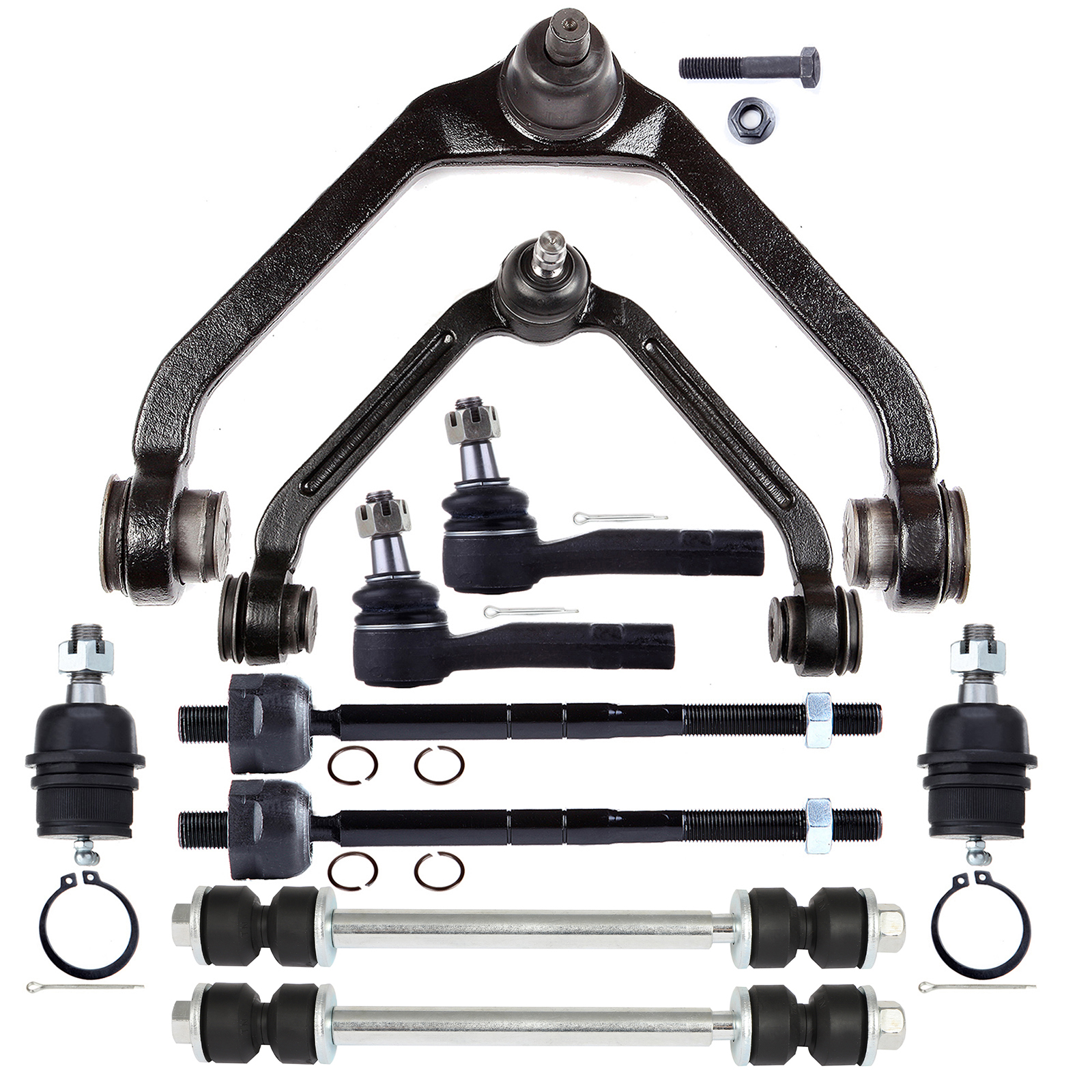 12pc Front End Suspension Kit For 2004-2005 Ford F-150 - Control Arms, Tie Rods, Sway Bar Links By Autodayplus