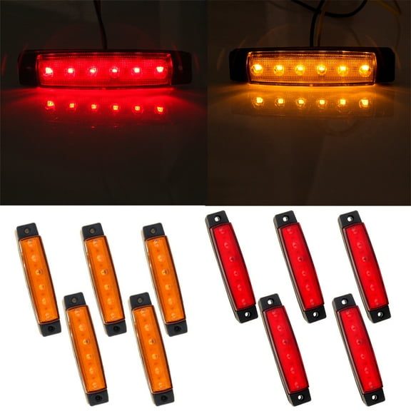 ECCPP 10x 3.8" Truck Bus Boat Trailer Red/Yllow Side Marker Indicators Light Lamp 6LED