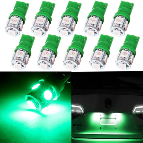 ECCPP 10x Instrument Cluster Dash Panel Lights T10 5-5050-SMD-Green