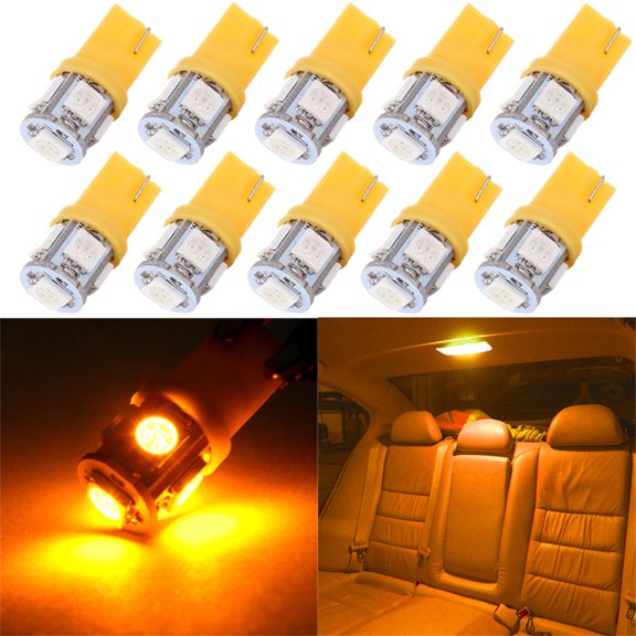 ECCPP 10x Instrument Cluster Dash Panel Lights T10 5-5050-SMD-Yellow