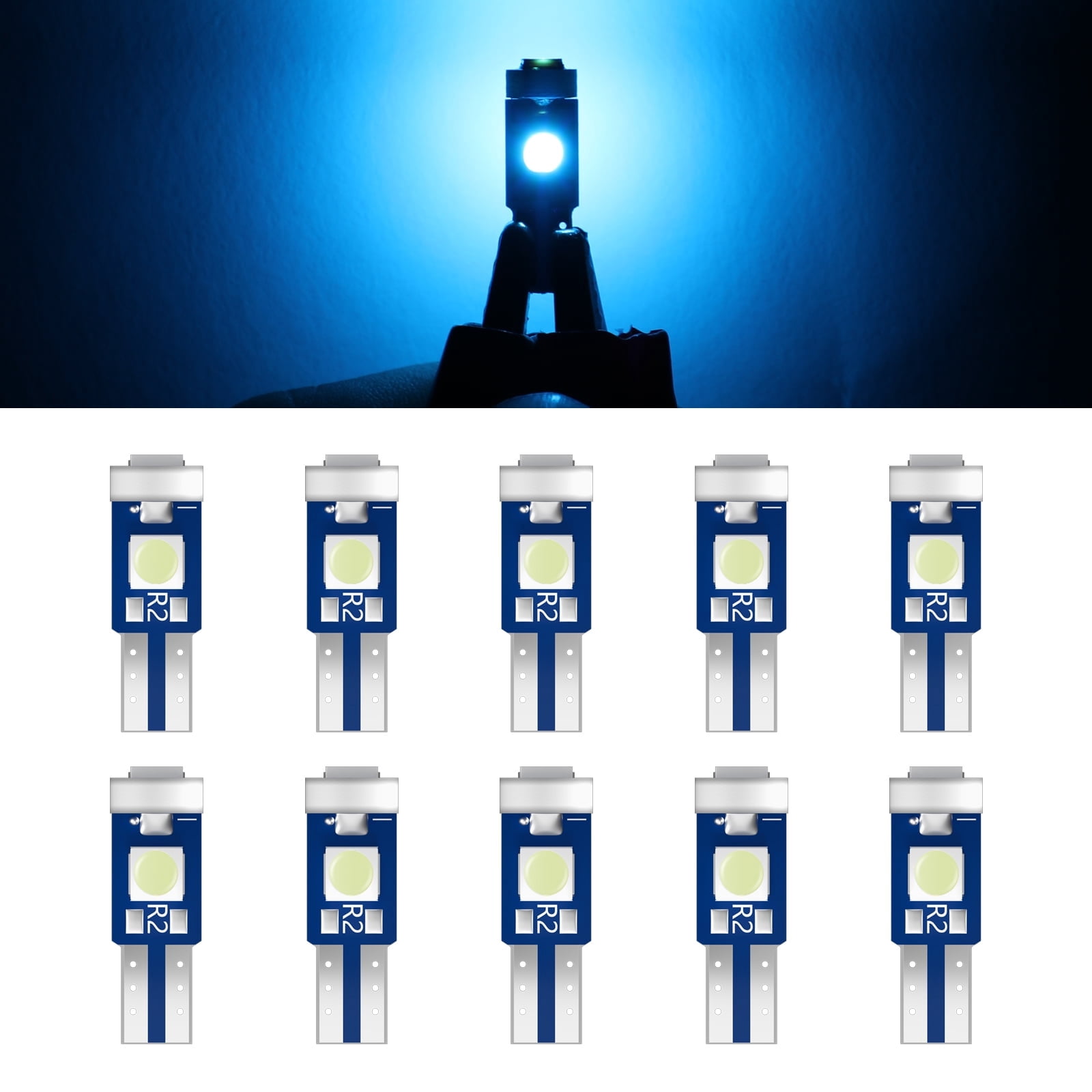 ECCPP 10x Instrument Cluster Dash Panel Lights T5-3-3030-SMD-Ice Blue ...