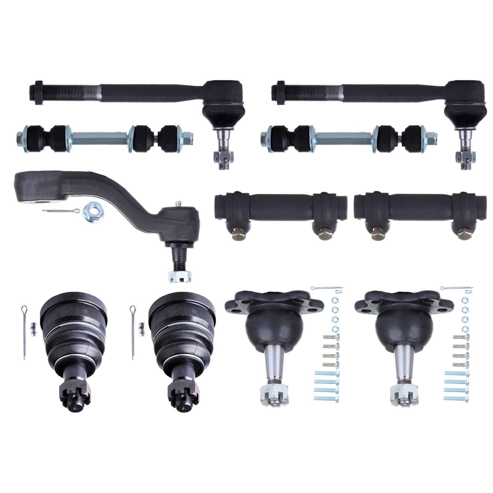 ECCPP - 11PC Upper Lower Ball Joint Outer Tie Rod End Tie Rod End Adjusting Sleeve Sway Bar End Link Idler Arm - Compatible with 1994-1999 for Chevy C1500 Suburban Suspension Kit