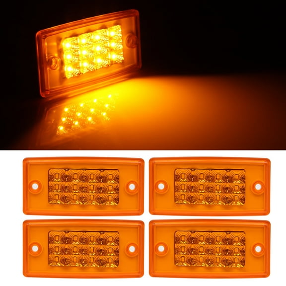 ECCPP 12 Led Rectangle Truck Trailer Led Side Marker Lights (AmberLen AmberLight Total 4)