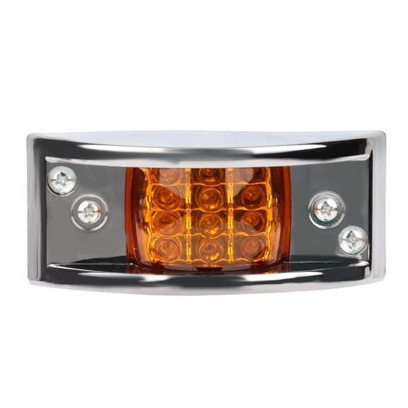 ECCPP 12 Led Rectangular Armored-style Side Marker Light w/Chrome For Freightliner Argosy 2000 2002 2004 For Freightliner Columbia 2008 2010(AmberLen AmberLight)