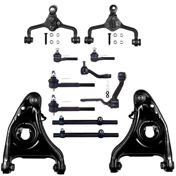 ECCPP - 12PC Lower Control Arm and Ball Joint Upper Control Arm Tie Rod End Adjusting Sleeve Idler Pitman Arm - Compatible with 1995-2002 for Lincoln Town Car Suspension Kit
