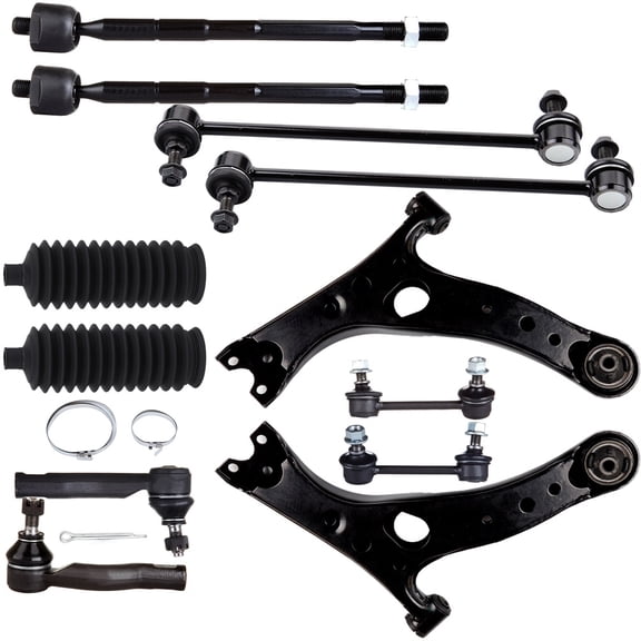 ECCPP - 12PCS Front Lower Control Arm Inner Outer Tie Rod End Sway Bar Link Steering Boot Compatible Fit 2001-2003 For Toyota For RAV4 Suspension Kit