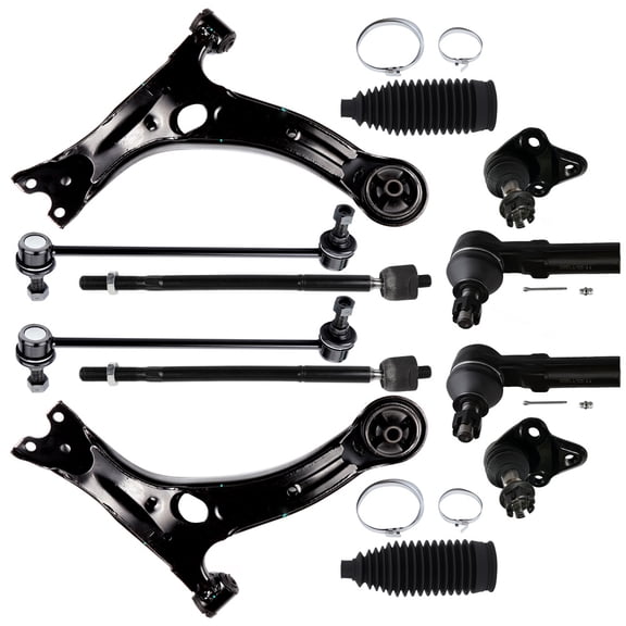 ECCPP - 12PCS Front Lower Control Arm Lower Ball Joint Inner Outer Tie Rod End Sway Bar Link Steering Boot Compatible Fit 2009-2013 For Toyota Corolla Suspension Kit