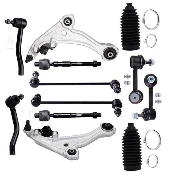 ECCPP 12PCS Front Rear Suspension Kit for 2007-2013 for Nissan for Altima Lower Control Arm and Ball Joint Assembly Sway Bar End Link Outer/Inner Tie Rod End Control Arm and Ball Joint Assembly