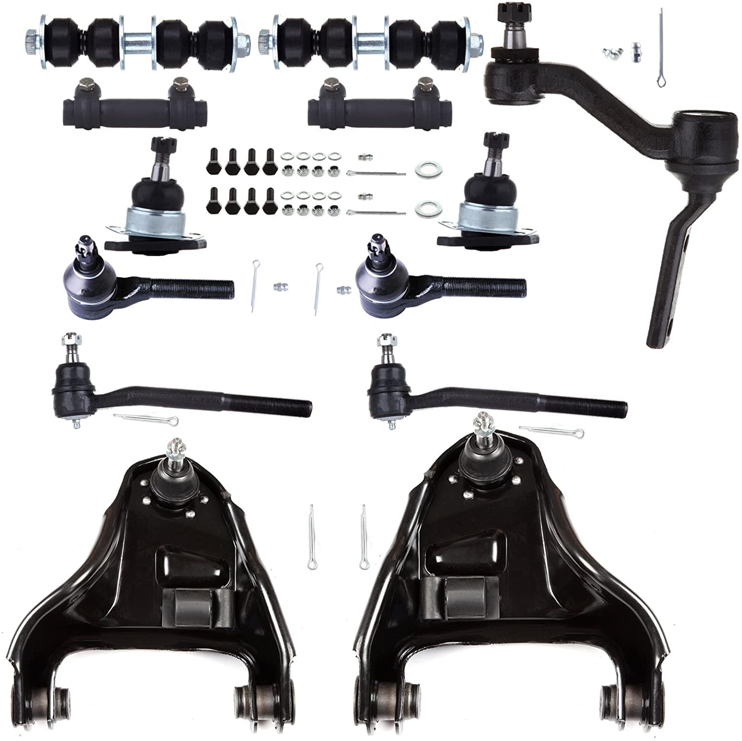ECCPP - 13PC Upper Control Arm and Ball Joint Upper Ball Joint Tie Rod End Adjusting Sleeve Sway Bar End Link Idler Arm - Compatible with 1998-2004 for Chevy S10 Suspension Kit