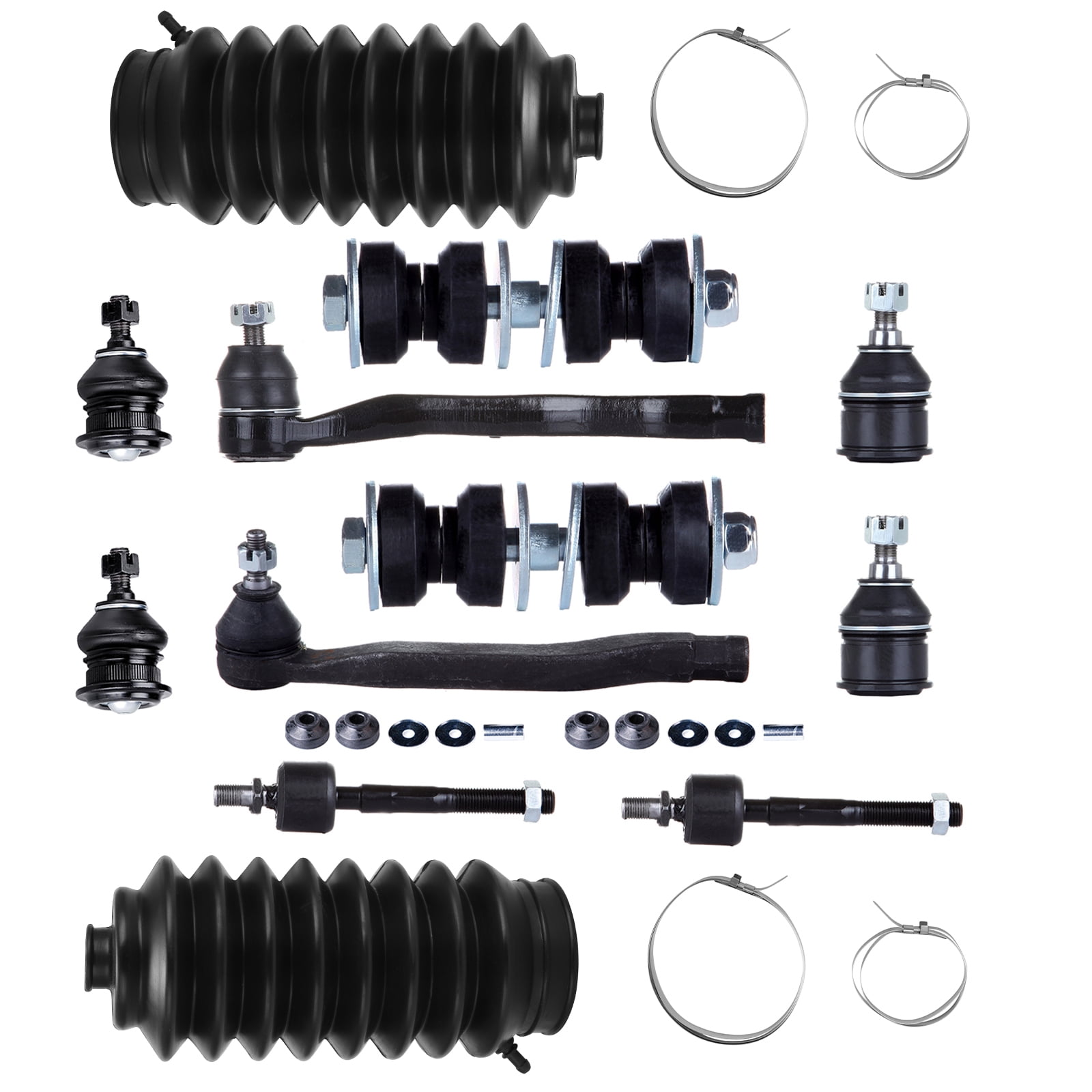 Vo Rack Strut ECCPP - 14PC Upper Lower Ball Joint Tie Rod End Sway Bar End Link Upper ...