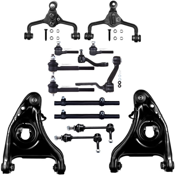 ECCPP 14PCS Front Suspension Kit for 1995-2002 for Lincoln Town Car 1995-2002 for Ford Crown Victoria Lower Control Arm and Ball Joint Assembly Sway Bar End Link Outer Tie Rod End