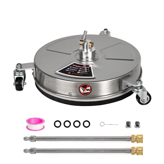 ECCPP 15 Inch Pressure Washer Surface Cleaner with 3 Wheels Stainless Steel for Household Cleaning 1/4" Quick Connector