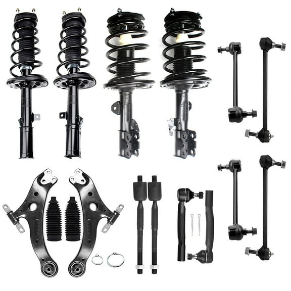 ECCPP 16PCS Front and Rear Complete Struts Assembly Control Arm and Ball Joint Assembly Stabilizer Bar Link Kit Steering Rack Boot Tie Rod End for 2004-2006 for Lexus ES330