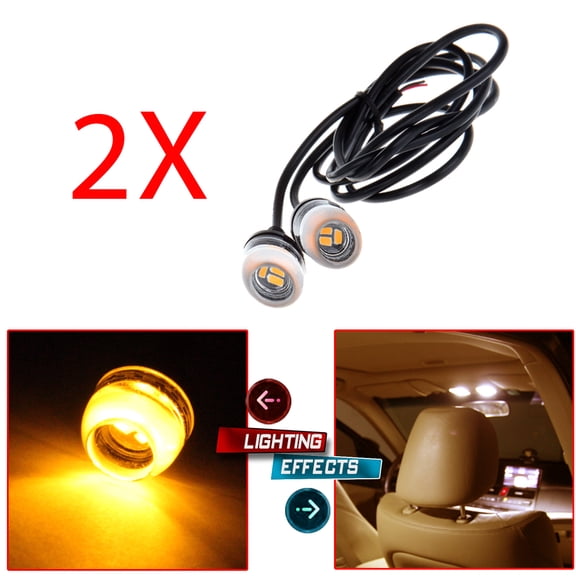 ECCPP 18mm Round Eagle Eye LED Car Fog DRL Daytime Running Light (AmberLight Total 2)