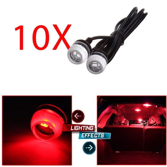 ECCPP 18mm Round Eagle Eye LED Car Fog DRL Daytime Running Light (Red Light Total 10)