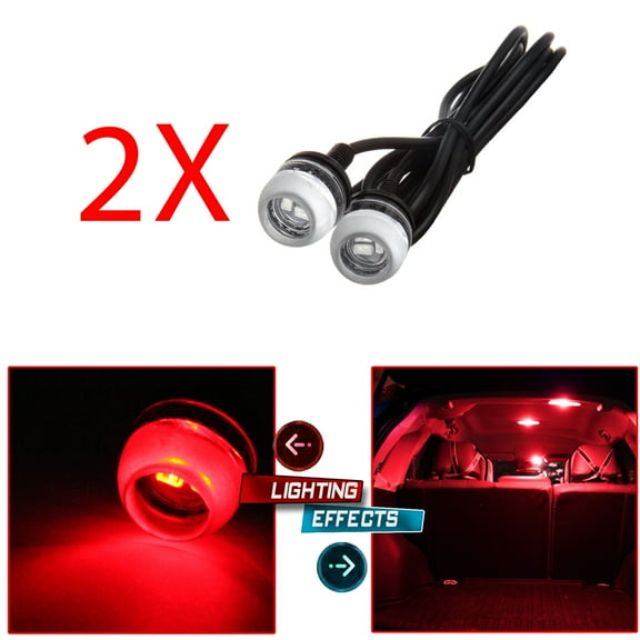 ECCPP 18mm Round Eagle Eye LED Car Fog DRL Daytime Running Light (Red Light Total 2)