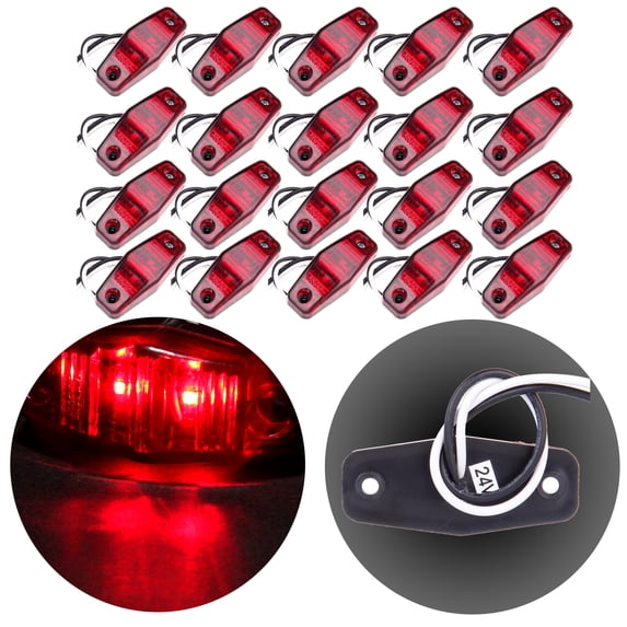 ECCPP 20pcs Red Universal Fender Side Marker Assembly 2.51.06250.6875 - Fender marker