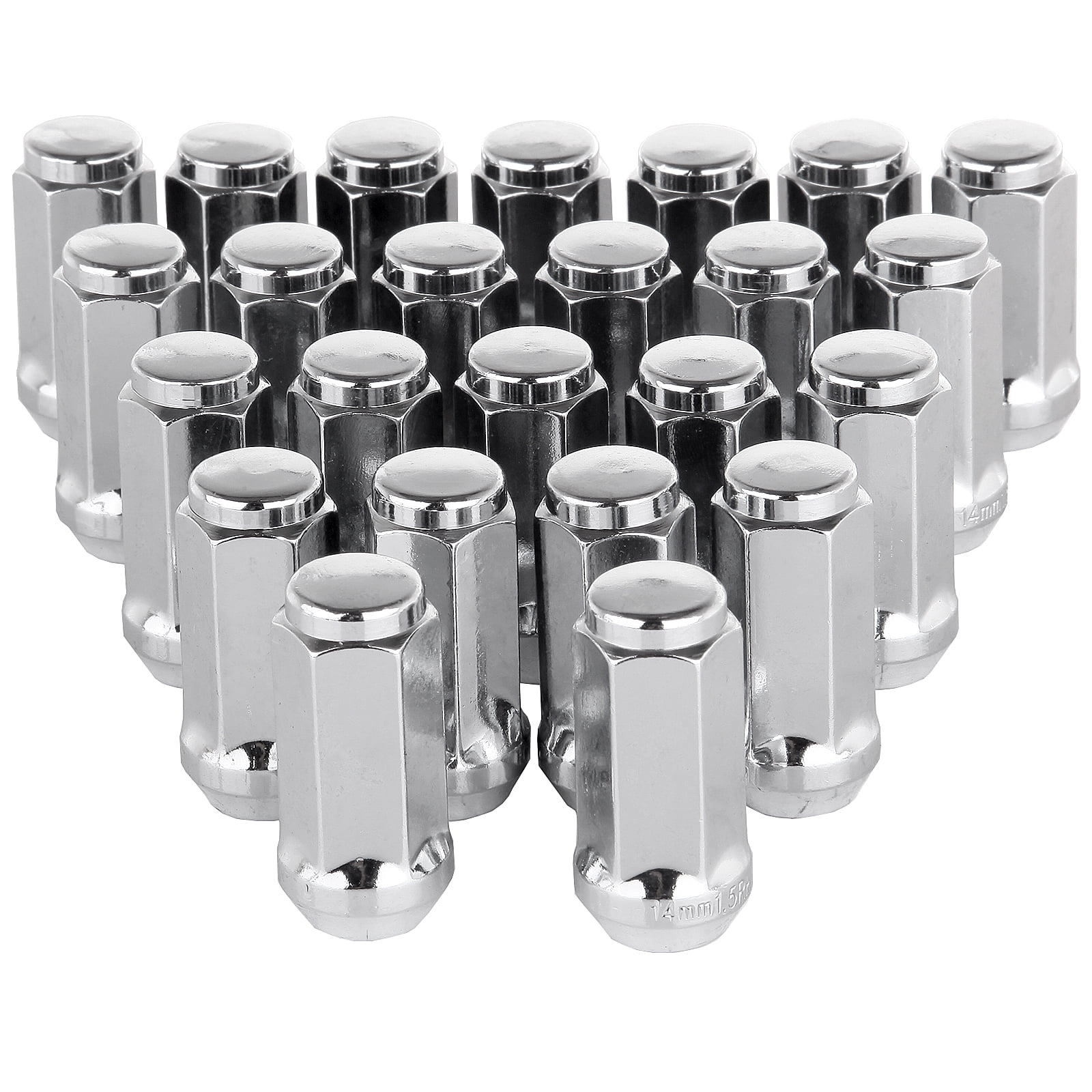 ECCPP 24 Pc 14X1.5mm|1.9'' Tall Chrome Truck wheel Lug Nuts For Chevrolet Cadillac