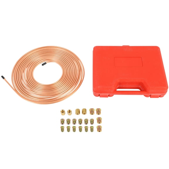 ECCPP 25 Ft 3/16 Copper Coated Brake Line Tubing Kit with 16 Fittings and 4 Unions
