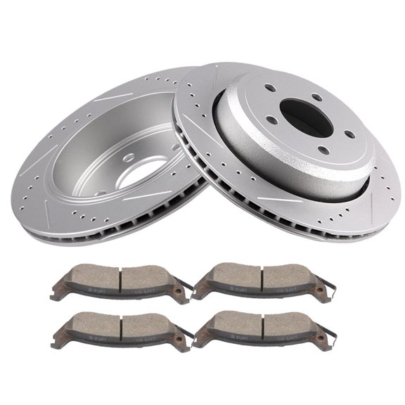 ECCPP 2pcs Rear Brake Rotors and 4pcs Ceramic Brake Pads Set for 2003-2011 for Ford Crown Victoria,2003-2010 for Mercury Grand Marquis,2003-2004 for Mercury Marauder