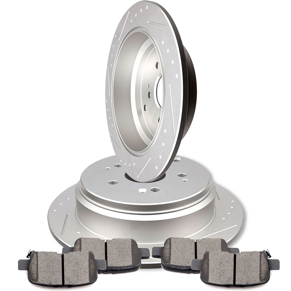 ECCPP 2pcs Rear Brake Rotors and 4pcs Ceramic Brake Pads Set for 2002