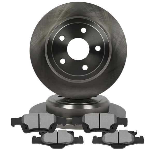 ECCPP 2pcs Rear Brake Rotors and 4pcs Rear Semi-metal Brake Pads fit For Dodge Durango 2011-2020,For Jeep Grand Cherokee 2011-2020