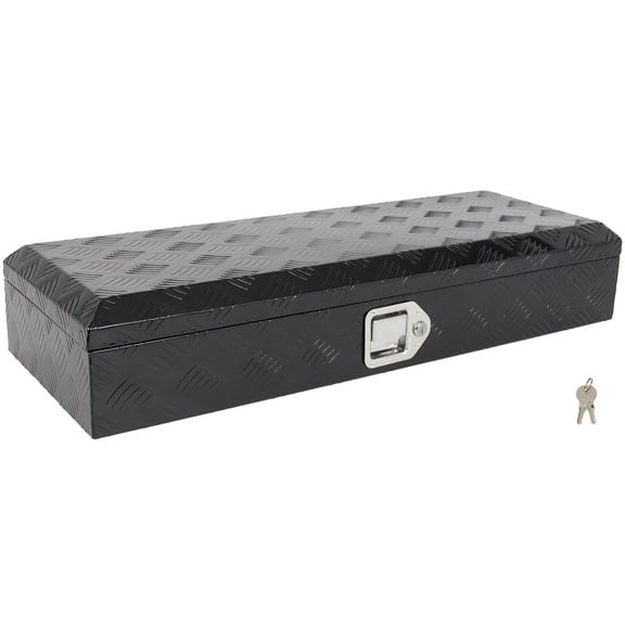 ECCPP 35inch Heavy Duty Aluminum Truck Bed Tool Box, RV Storage Organizer Trailer Storage ToolBox W/Lock & Keys, Underbody Flatbox Truck Car Outdoor Trailer Pickup (Black)