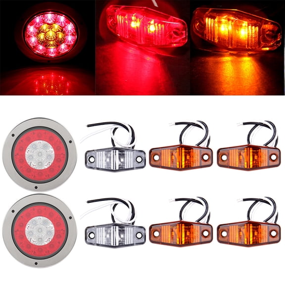 ECCPP 4" 16 Led Round LED Trailer Tail Lights 2.5" Truck Trailer Light Side Fender Marker Lights For Freightliner Argosy 2000 2002 2004 For Freightliner Century Class 1997 1999(Red/White Len Total 2)