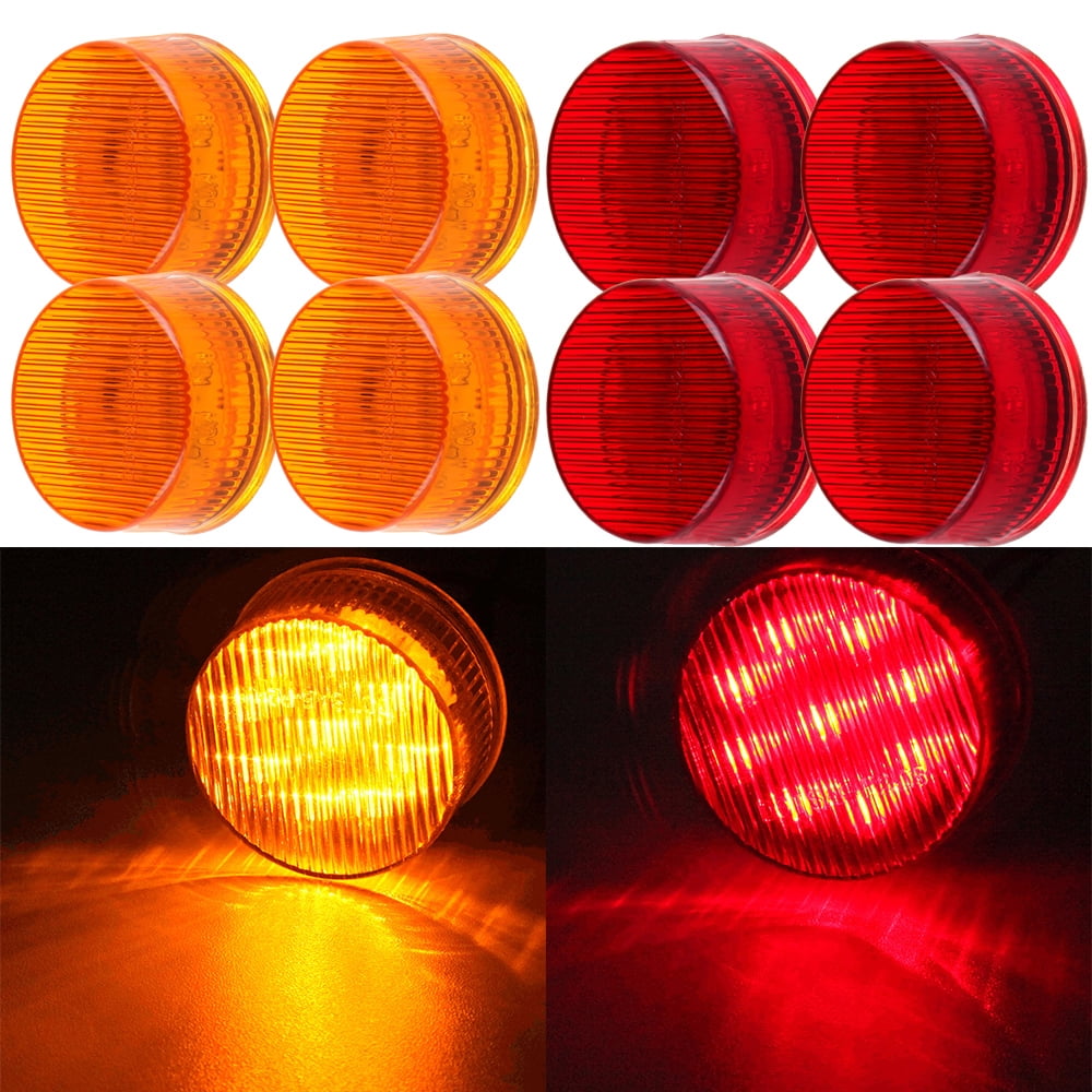 10 pc. 3/4" - RED - Marker Lights LED Truck Trailer Round Side Marker
